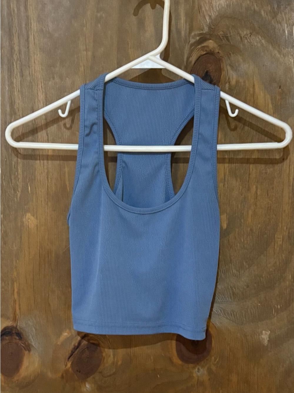 SHEIN Ribbed Racerback Crop Tank - Blue